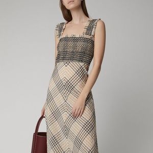 Ganni Smocked Plaid Dress Size Dk 38